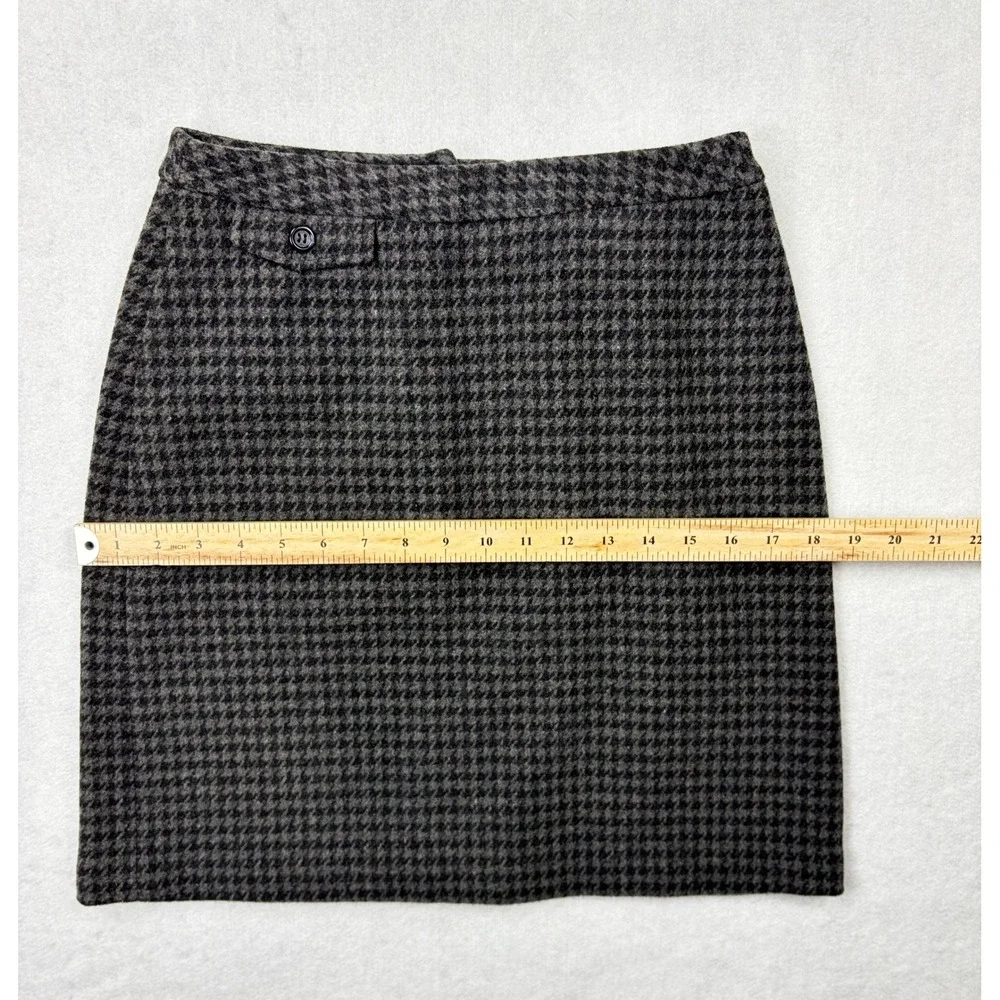 J.Crew Grey Black Houndstooth Wool Blend Mini Skirt Size 2 / 26 See Measurements